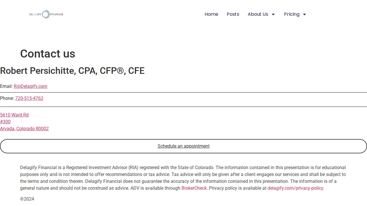 Delagify Financial page