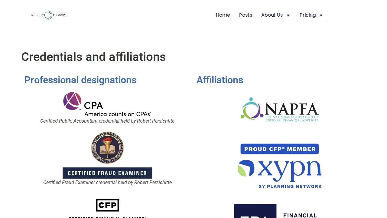 Delagify Financial page