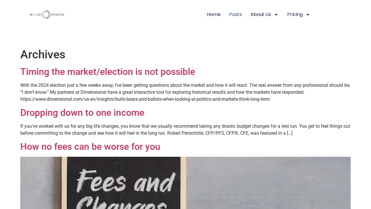 Delagify Financial page