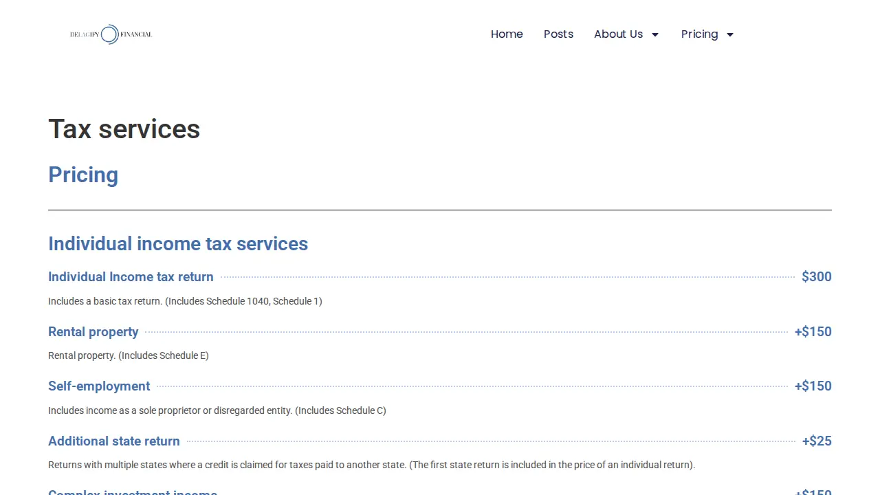 Delagify Financial page
