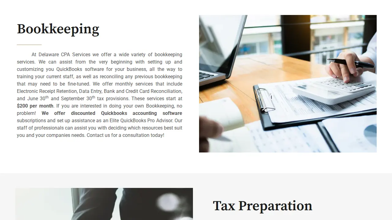 Delaware CPA Services page