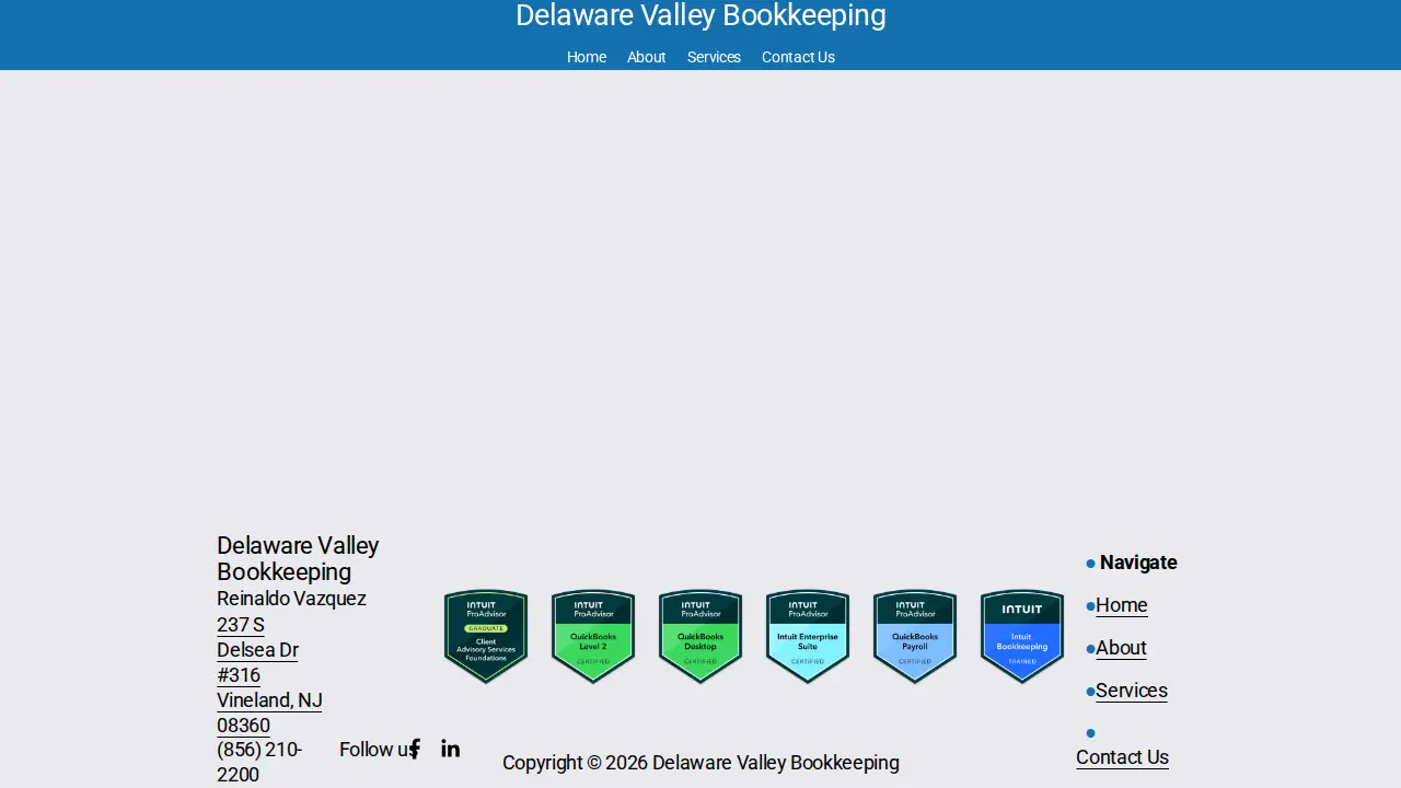 Delaware Valley Bookkeeping page