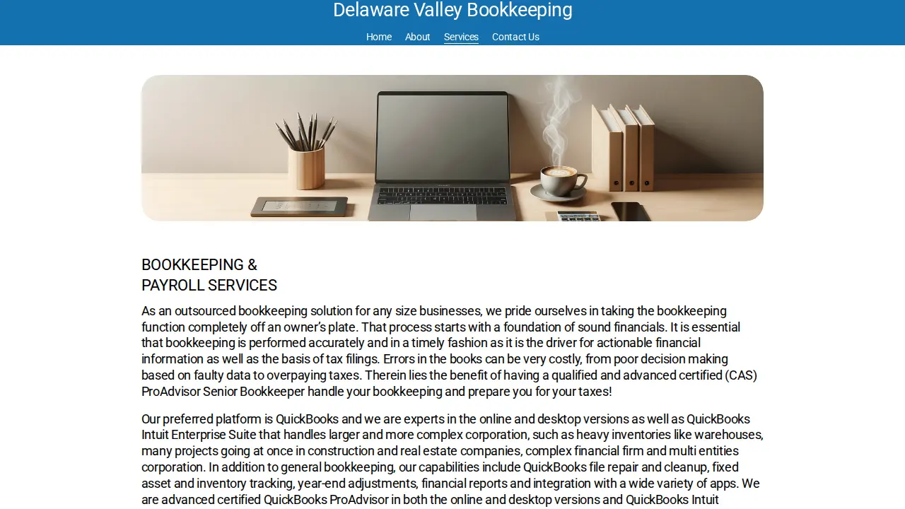 Delaware Valley Bookkeeping page
