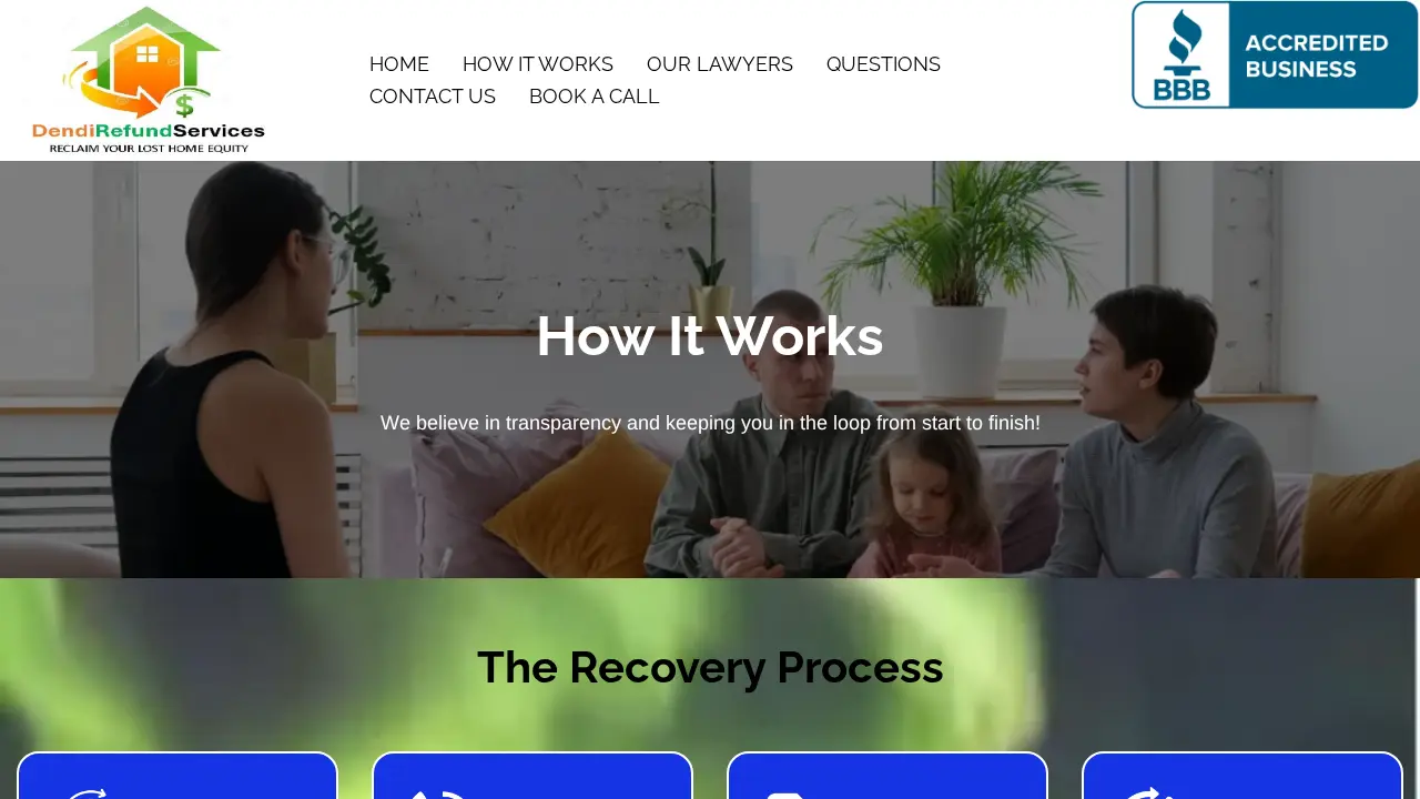 Dendi Refund Recovery Services page