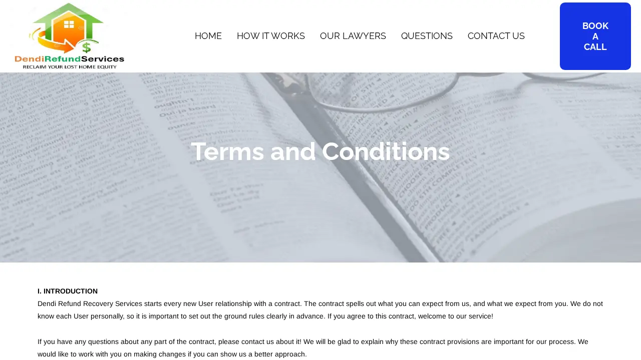 Dendi Refund Recovery Services page
