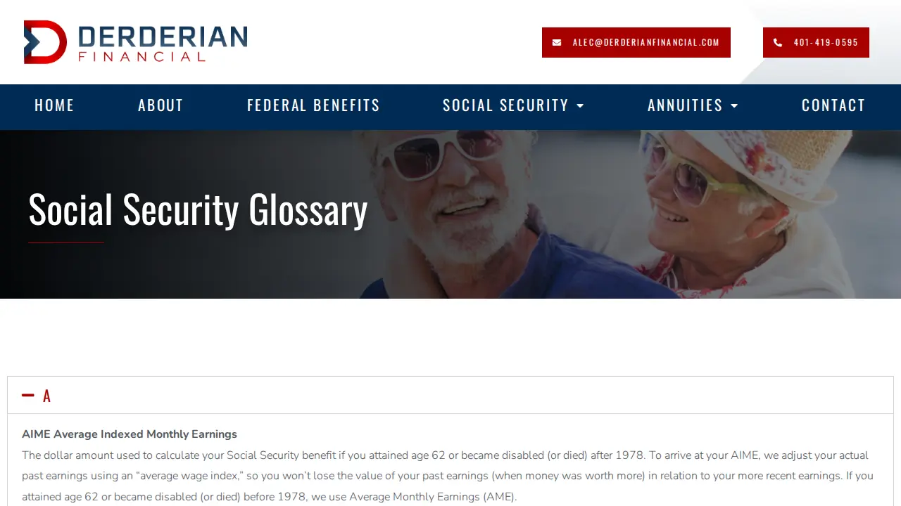 Derderian Financial page