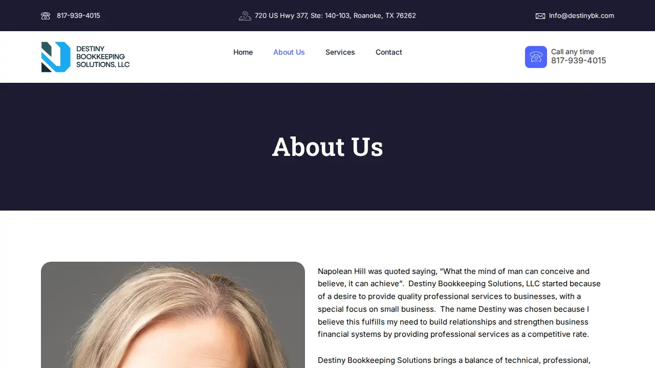 Destiny Bookkeeping Solutions, LLC page
