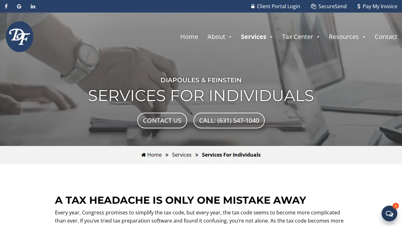 Diapoules & Feinstein CPAs PC page