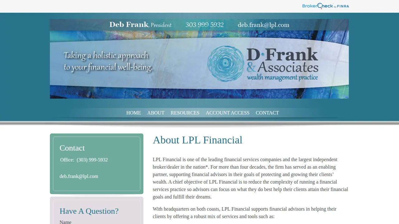 Deb Frank & Associates page