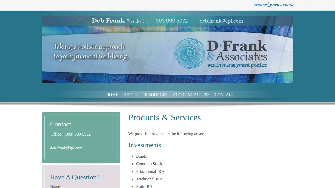 Deb Frank & Associates page