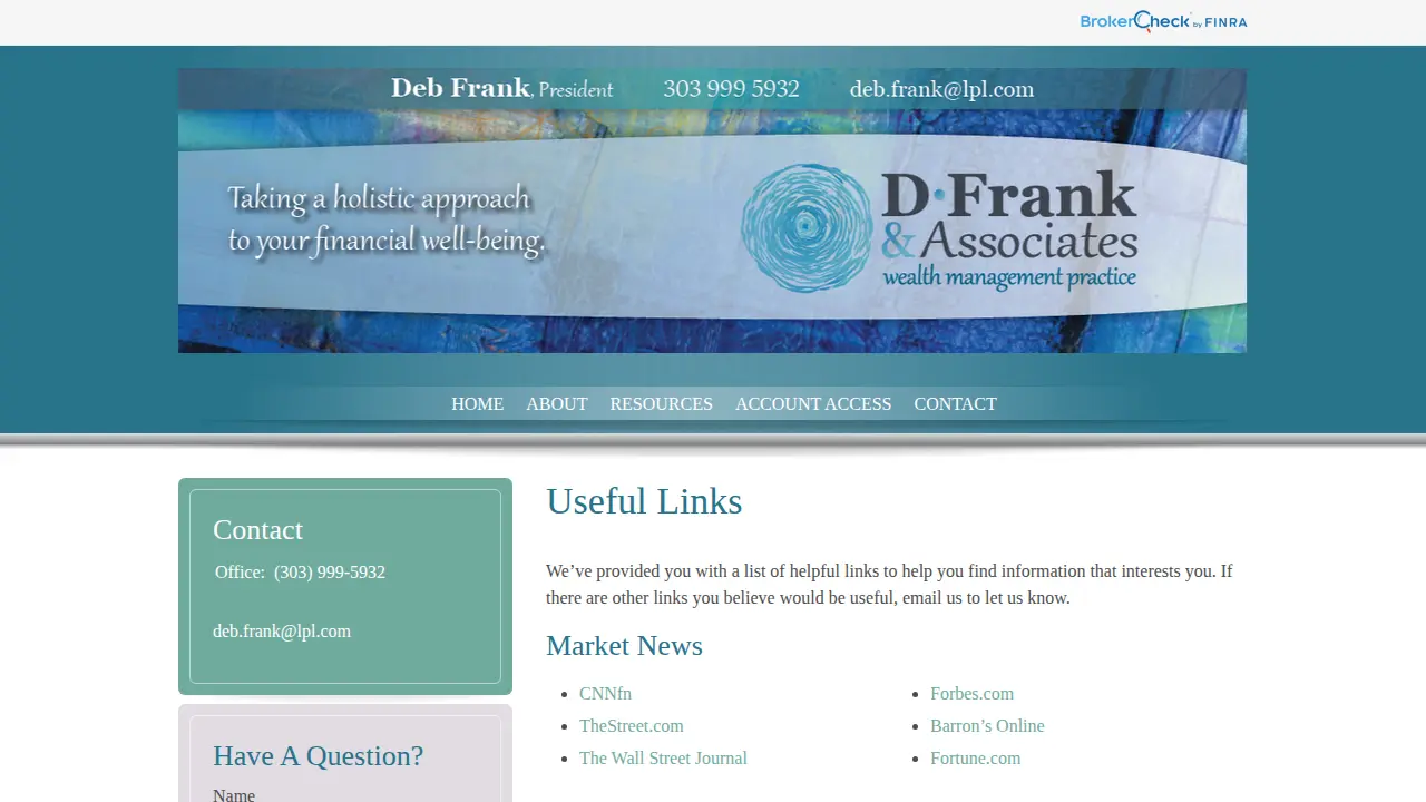 Deb Frank & Associates page