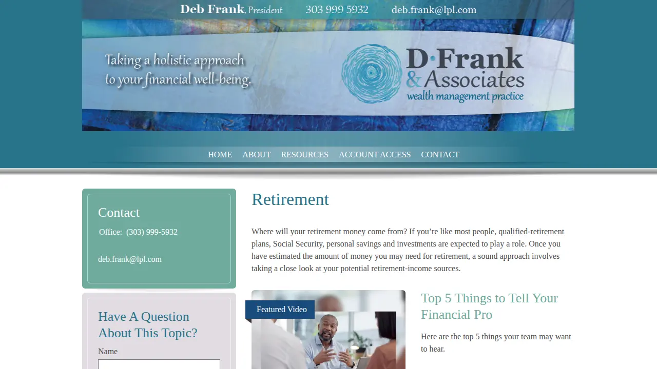 Deb Frank & Associates page