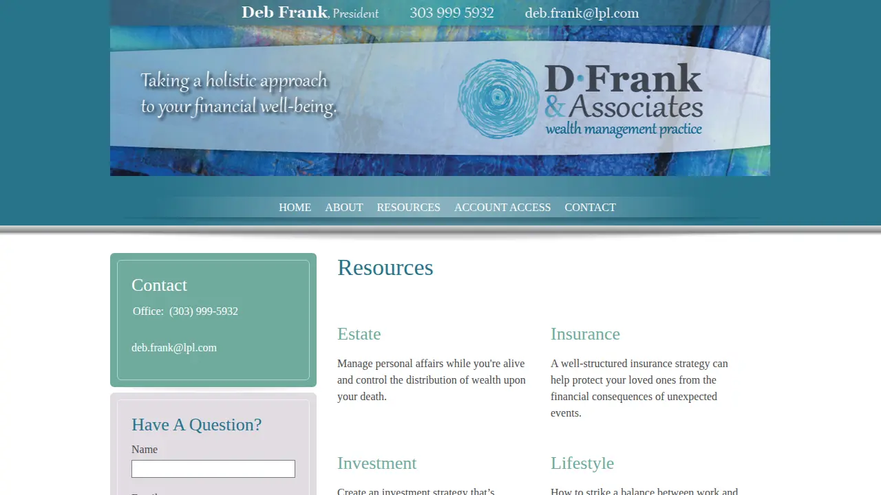 Deb Frank & Associates page