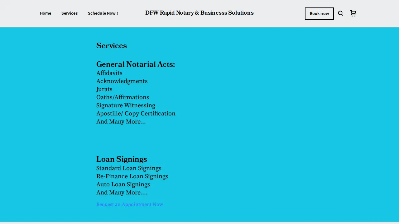 DFW Rapid Notary & Business Solutions page