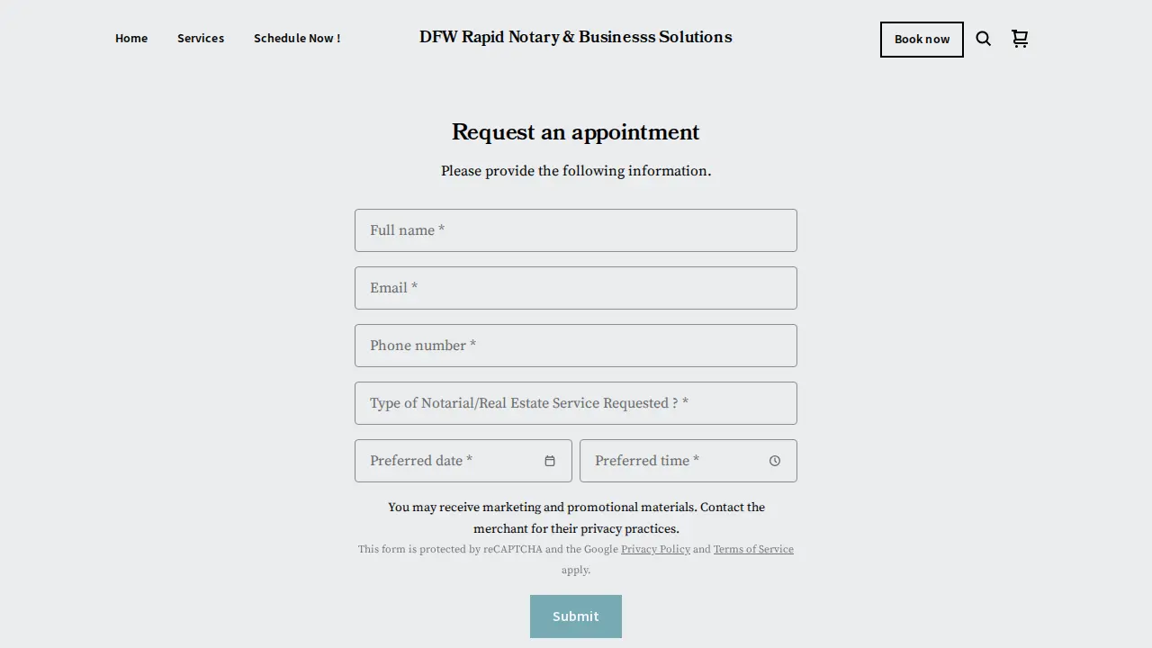 DFW Rapid Notary & Business Solutions page