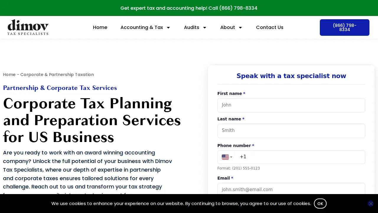 Dimov Tax Specialists page