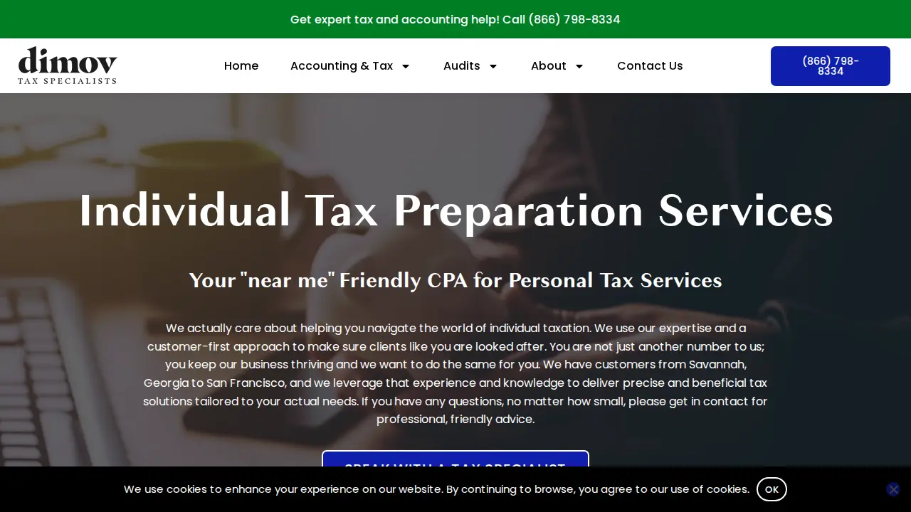 Dimov Tax Specialists page