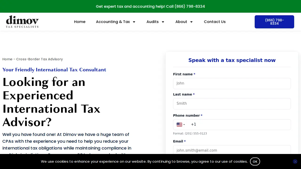 Dimov Tax Specialists page