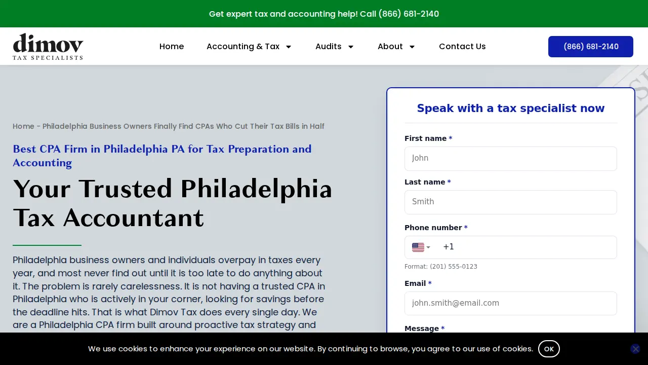 Dimov Tax Specialists website