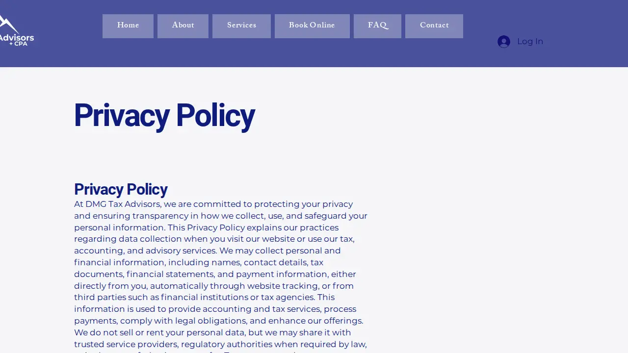 DMG Tax Advisors page