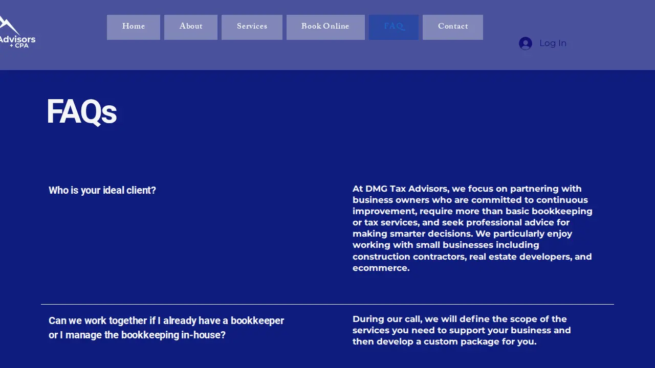 DMG Tax Advisors page