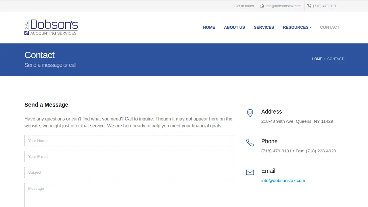 Dobson's Tax & Accounting Services page