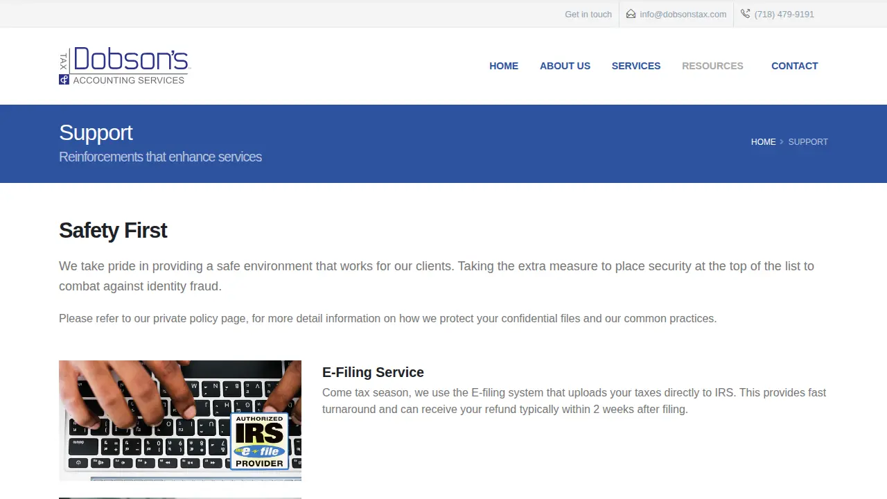 Dobson's Tax & Accounting Services page