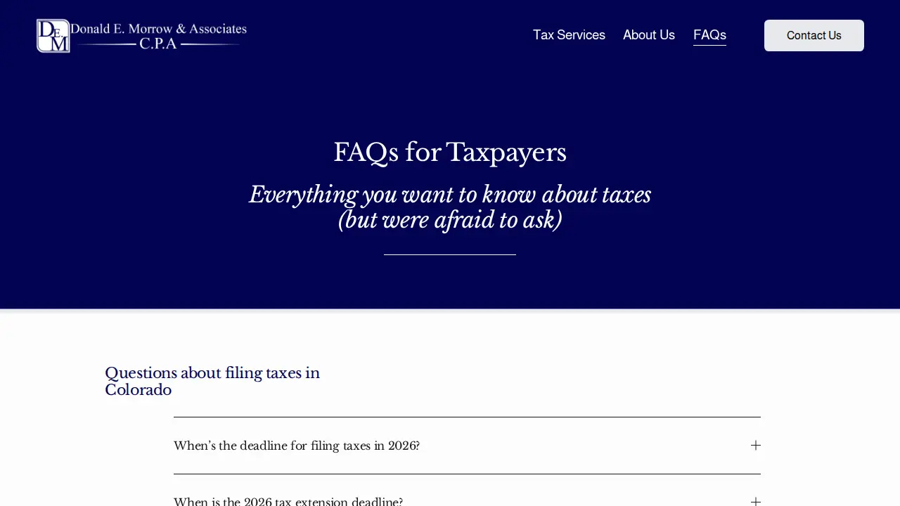 Donald E. Morrow, CPA & Associates page
