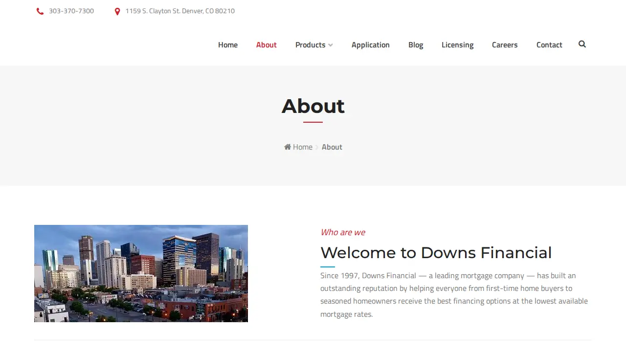 Downs Financial page