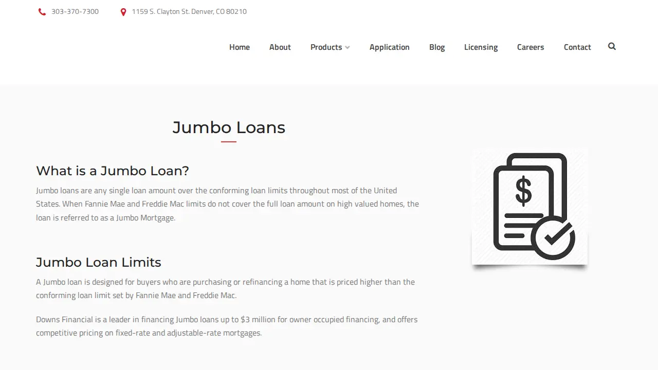 Downs Financial page