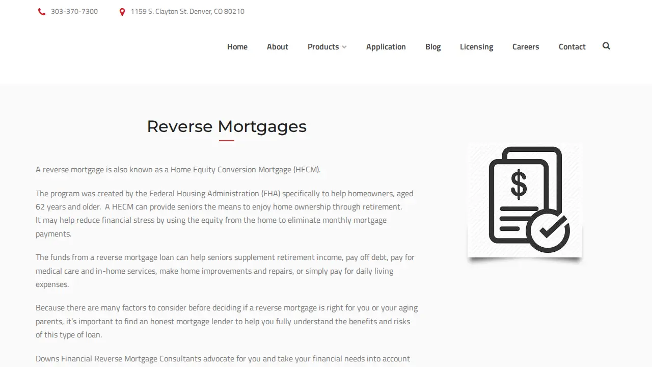 Downs Financial page