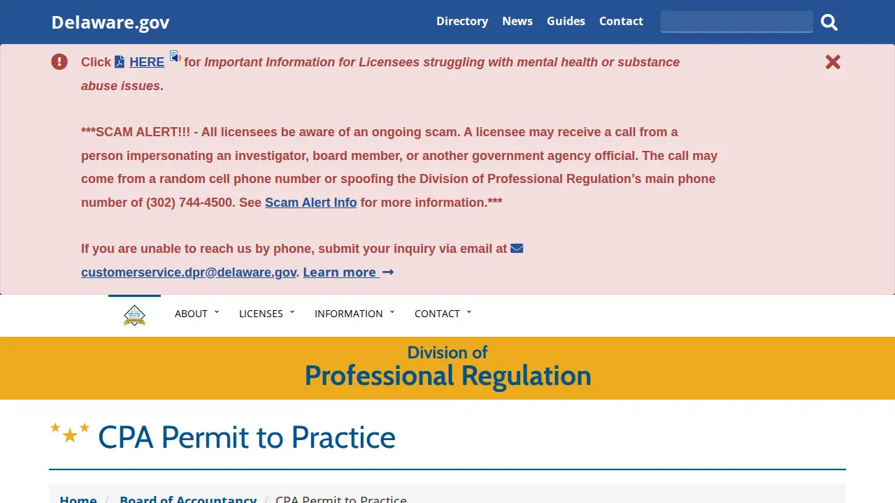 delaware association of public accountants website