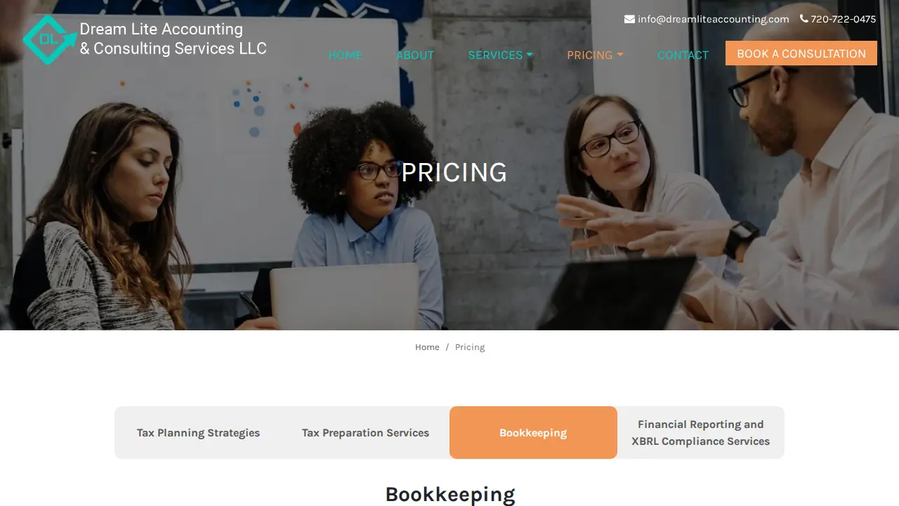 Dream Lite Accounting and Consulting page