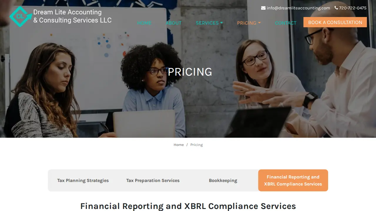 Dream Lite Accounting and Consulting page