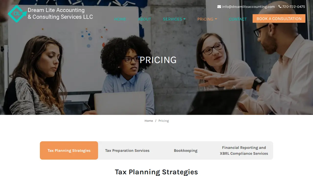 Dream Lite Accounting and Consulting page