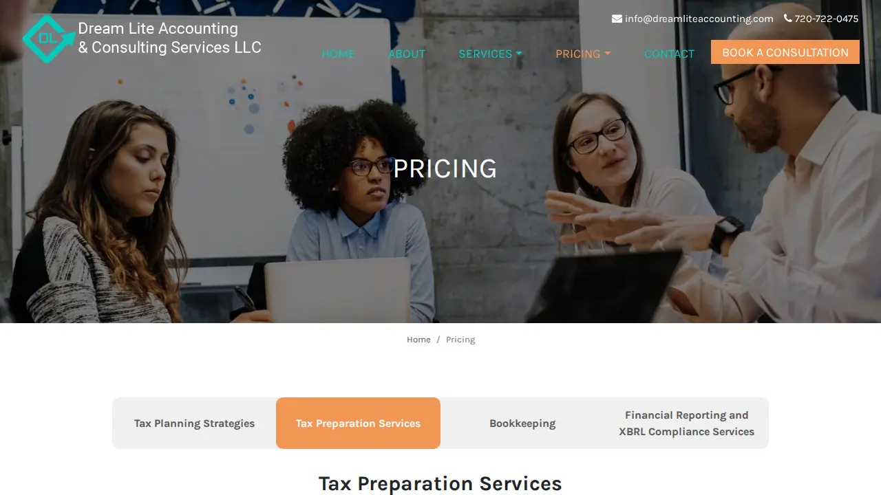 Dream Lite Accounting and Consulting page