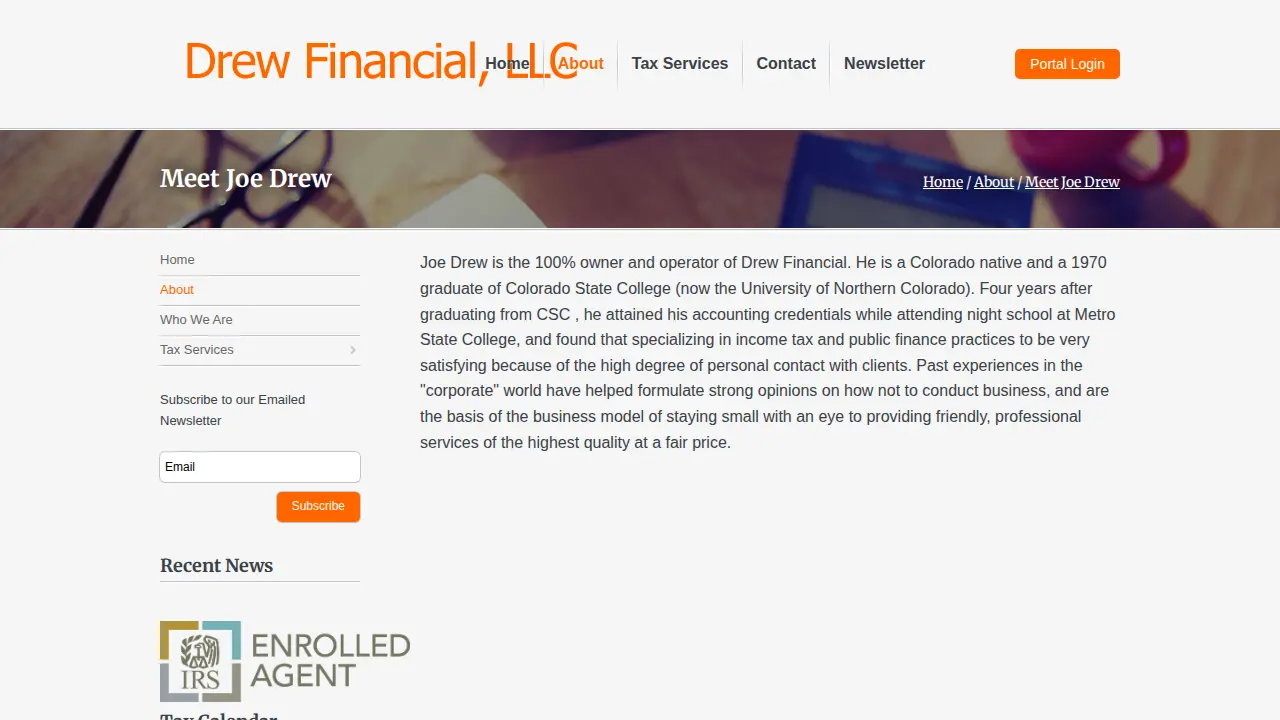Drew Financial LLC: Drew Joseph page