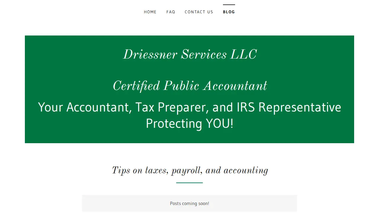 Driessner Services LLC, CPA page