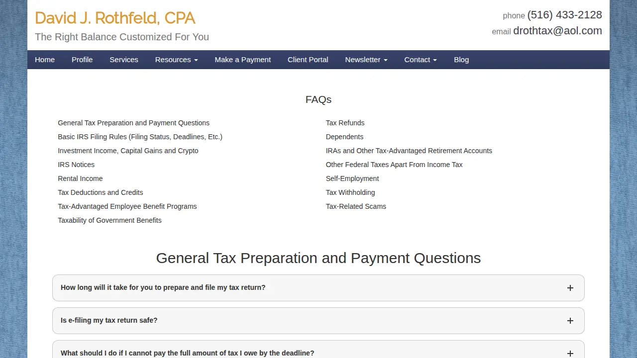 David J Rothfeld, CPA page