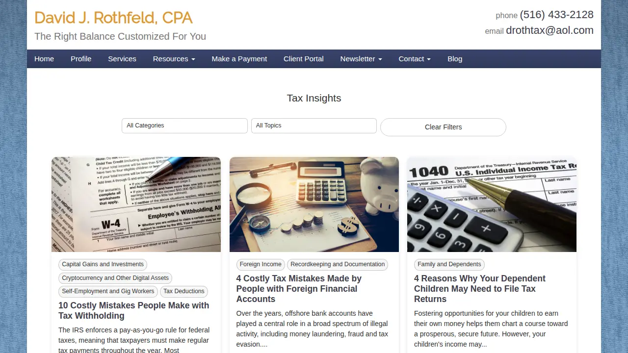 David J Rothfeld, CPA page