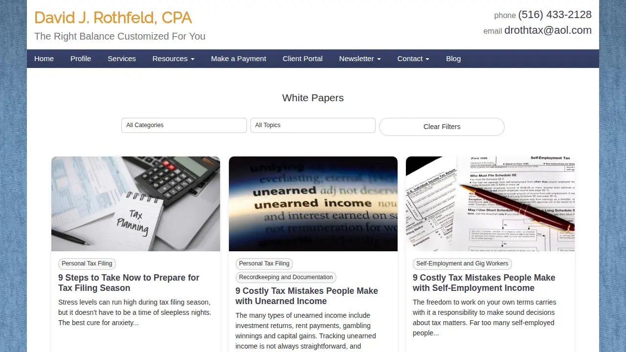 David J Rothfeld, CPA page