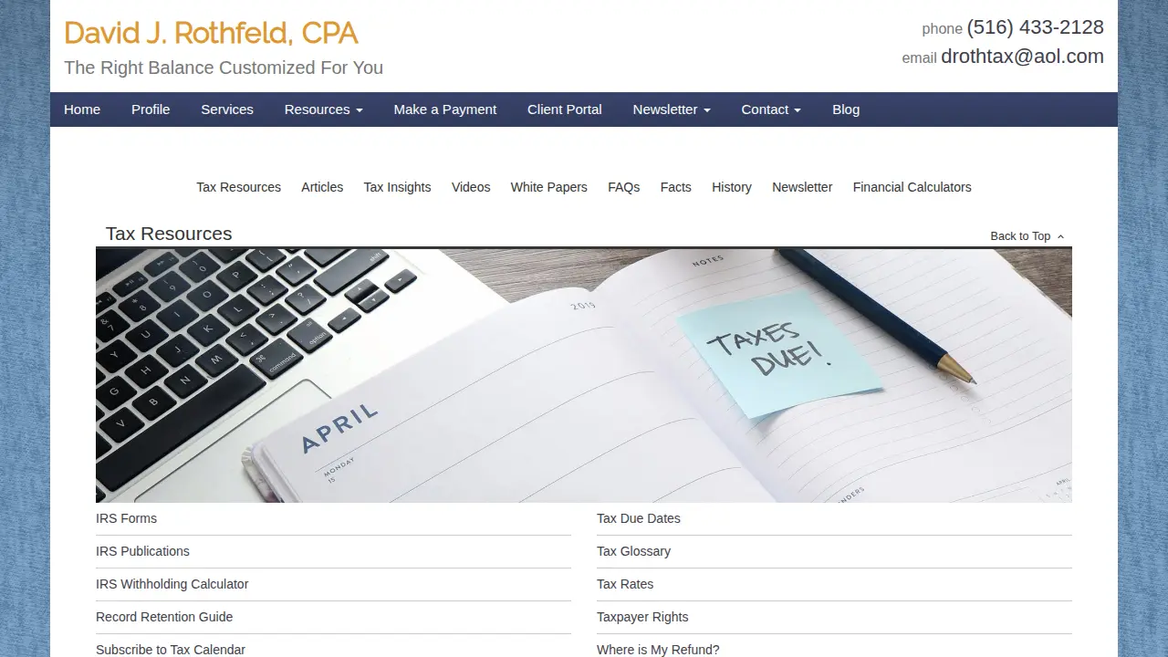 David J Rothfeld, CPA page
