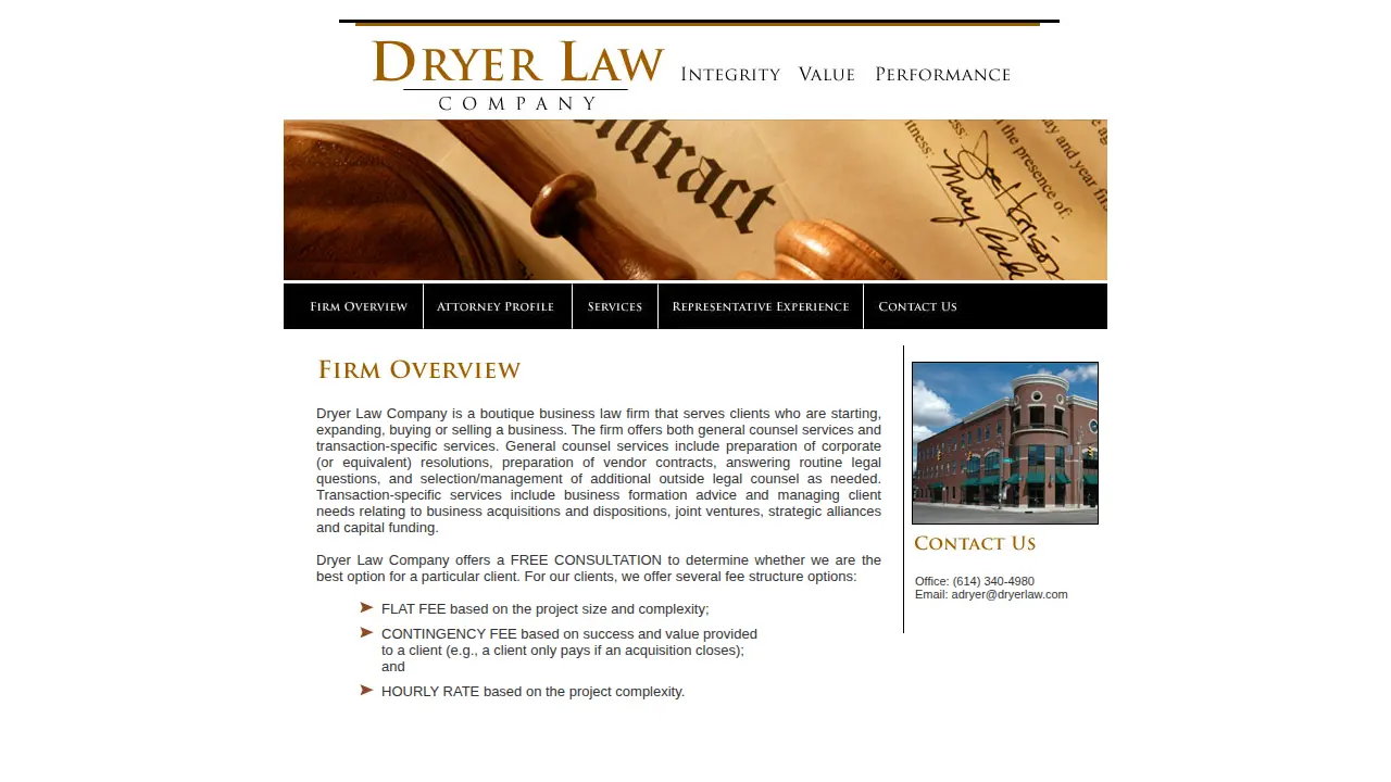 Dryer Law Company website