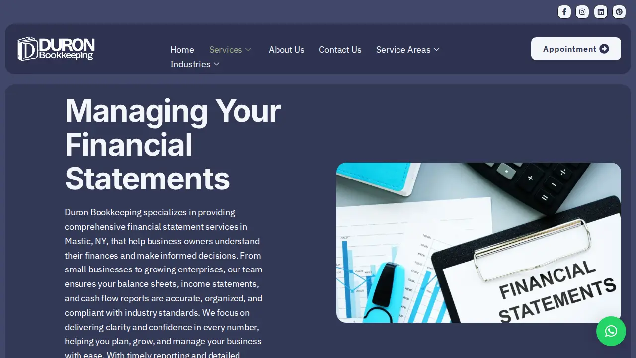 Duron Bookkeeping page