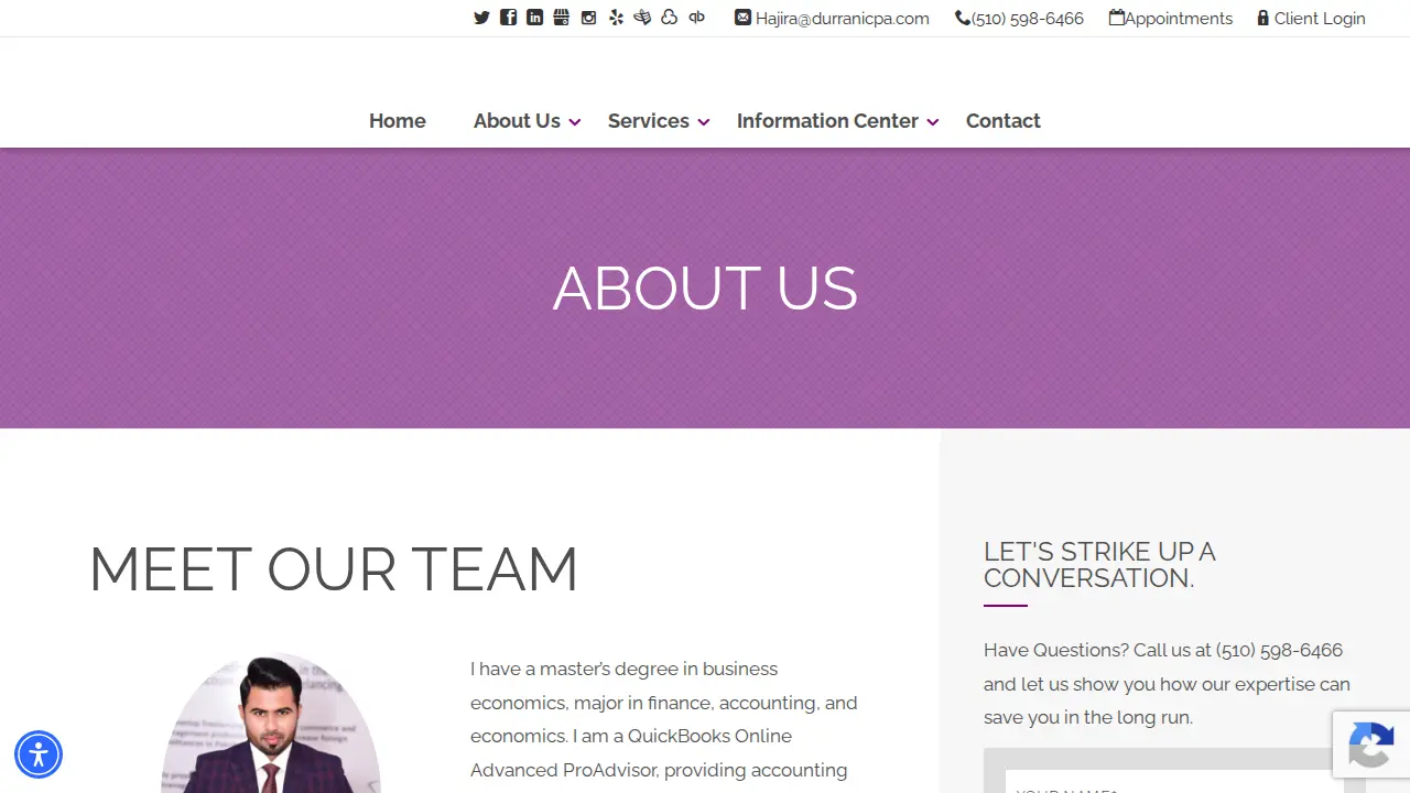 Durrani CPA Services page