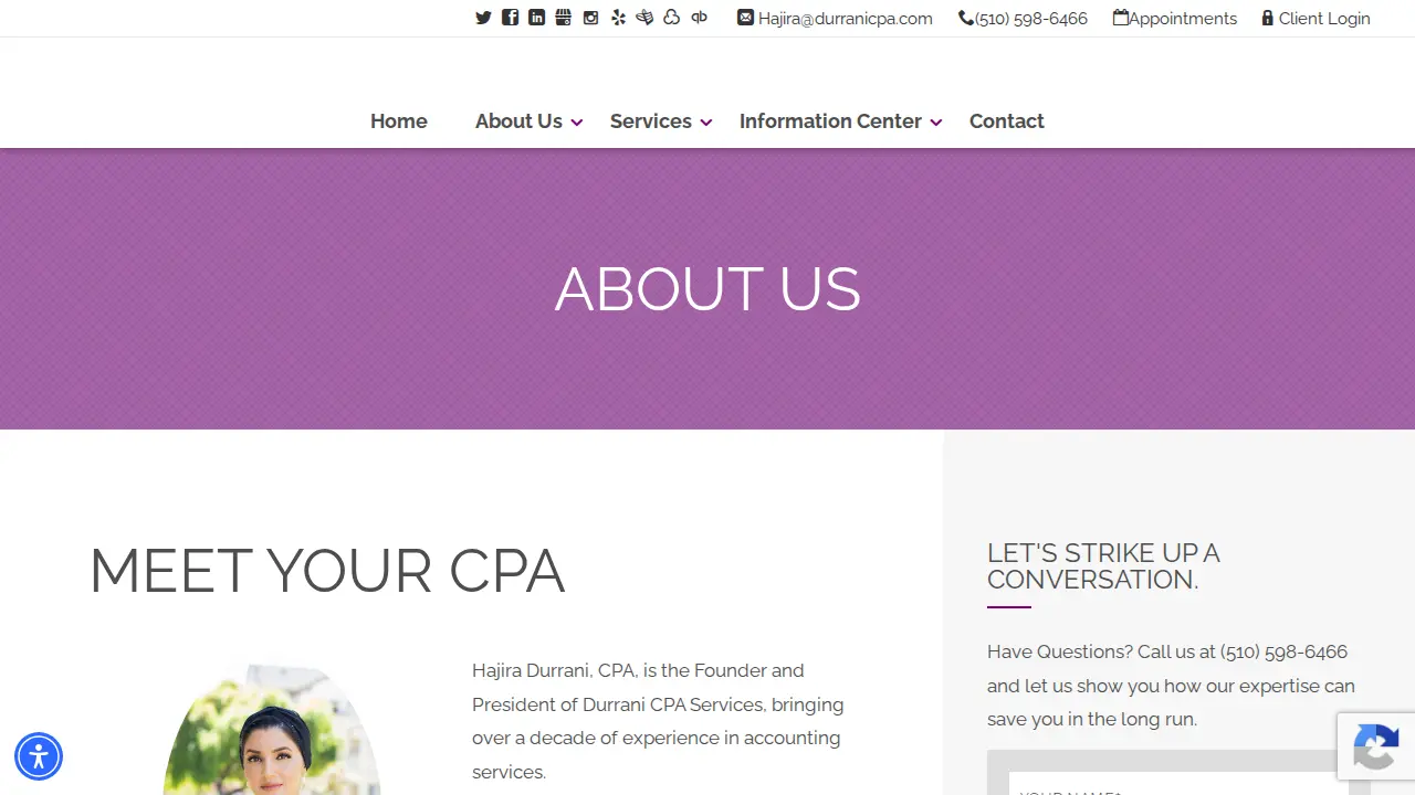 Durrani CPA Services page