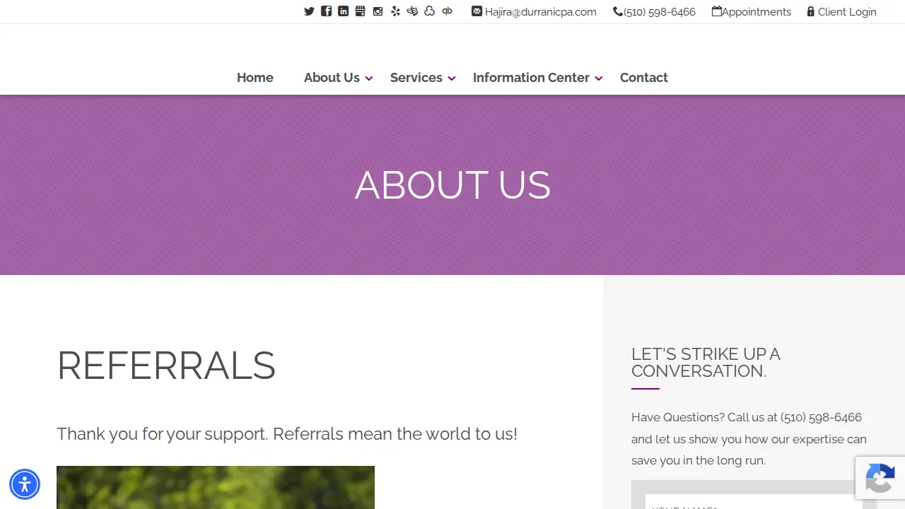 Durrani CPA Services page