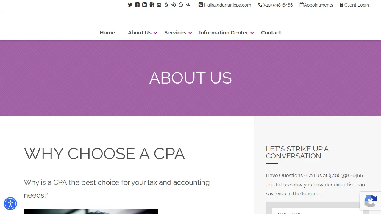 Durrani CPA Services page