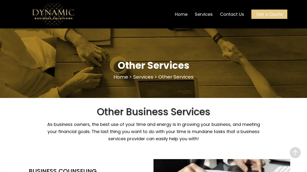 Dynamic Business Solutions page