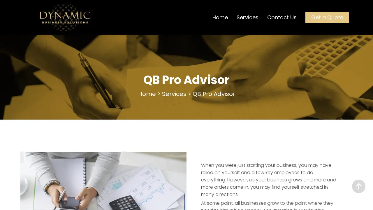 Dynamic Business Solutions page